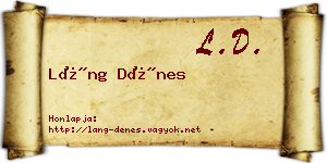 Láng Dénes névjegykártya